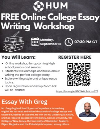 Essay Writing Workshop flyer